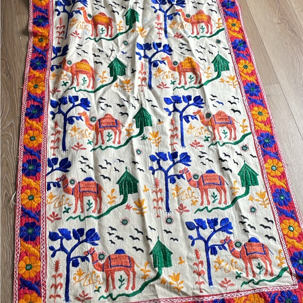 Vintage Embroidered Tapestry Wall Hanging